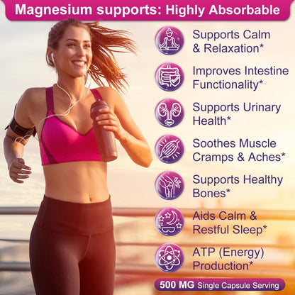 BEWORD Magnesium Citrate Softgels 500mg | 90 Capsules – Calm Sleep & Muscle & Bone Health