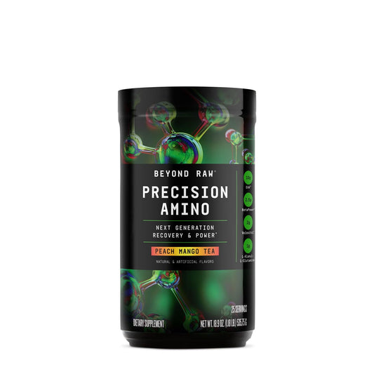 BEYOND RAW Precision Amino | Recovery & Power Amino Acid Formula | Peach Mango Tea | 25 Servings BritishVita | Premium UK Vitamins & Wellness Supplements