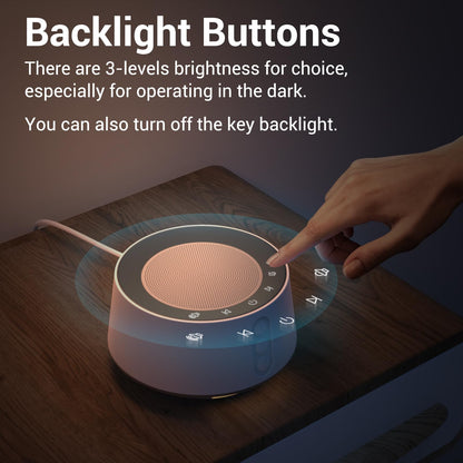 BGOVERSS White Noise Sound Machine – 20 Sounds, 10 Night Light Colors, 5 Timers & Memory