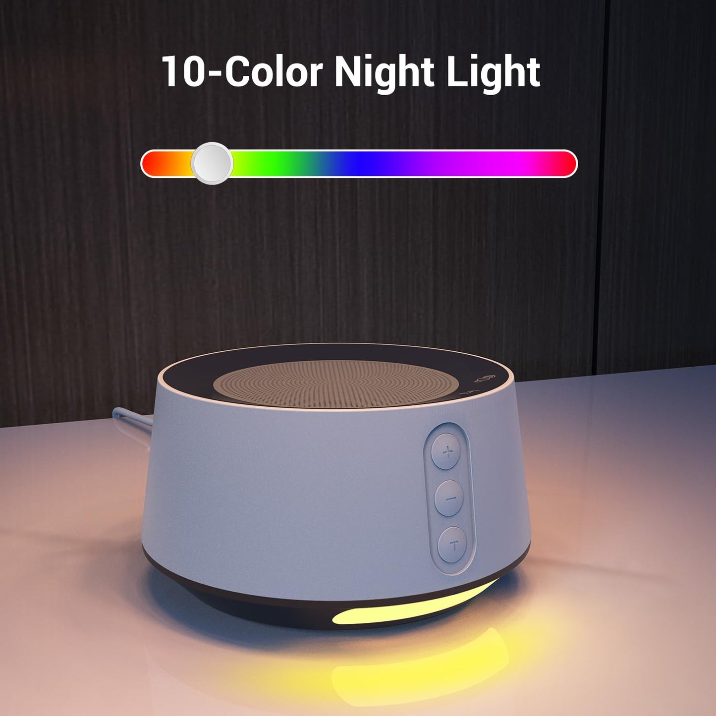 BGOVERSS White Noise Sound Machine – 20 Sounds, 10 Night Light Colors, 5 Timers & Memory