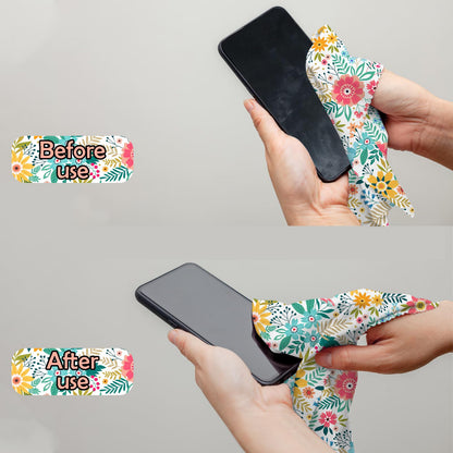 BHAHB 6-Pack Glasses Cleaning Cloths - Microfiber Lens Cloths 6.3x6.3 Inches - Floral Patterns