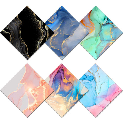 BHAHB 6-Pack Microfiber Glasses Cleaning Cloths - 6.3 x 6.3 in Marble Pattern