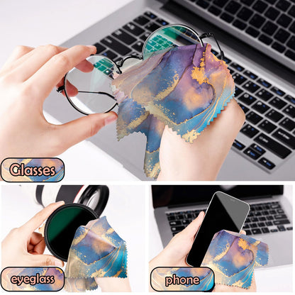 BHAHB 6-Pack Microfiber Glasses Cleaning Cloths - 6.3 x 6.3 in Marble Pattern