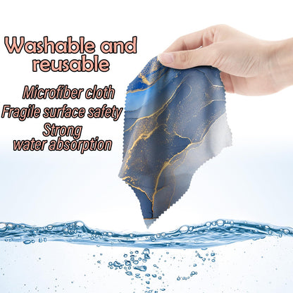 BHAHB 6-Pack Microfiber Glasses Cleaning Cloths - 6.3 x 6.3 in Marble Pattern