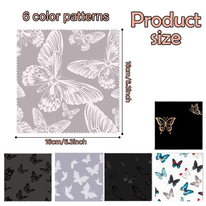 BHAHB 6-Pack Glasses Cleaning Cloths – Microfiber Lens Cloths (6.3x6.3) Butterfly Pattern