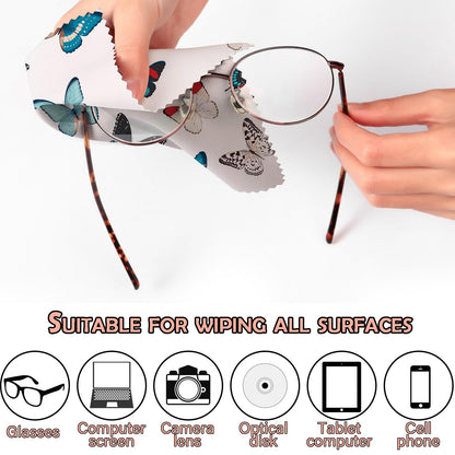 BHAHB 6-Pack Glasses Cleaning Cloths – Microfiber Lens Cloths (6.3x6.3) Butterfly Pattern