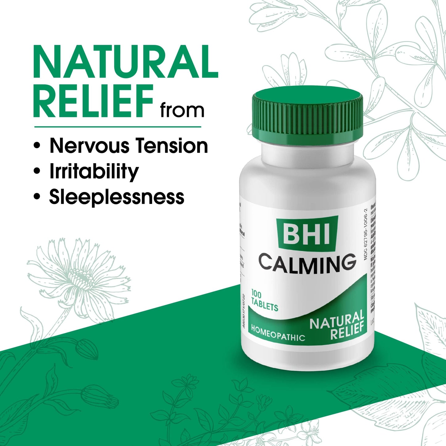 BHI Calming Stress Relief Blend – 100 Tablets with Passionflower, Chamomile & Valerian Root