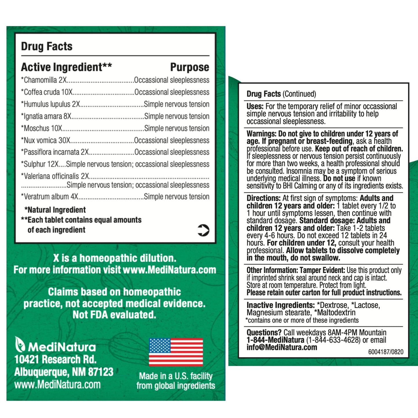 BHI Calming Stress Relief Blend – 100 Tablets with Passionflower, Chamomile & Valerian Root
