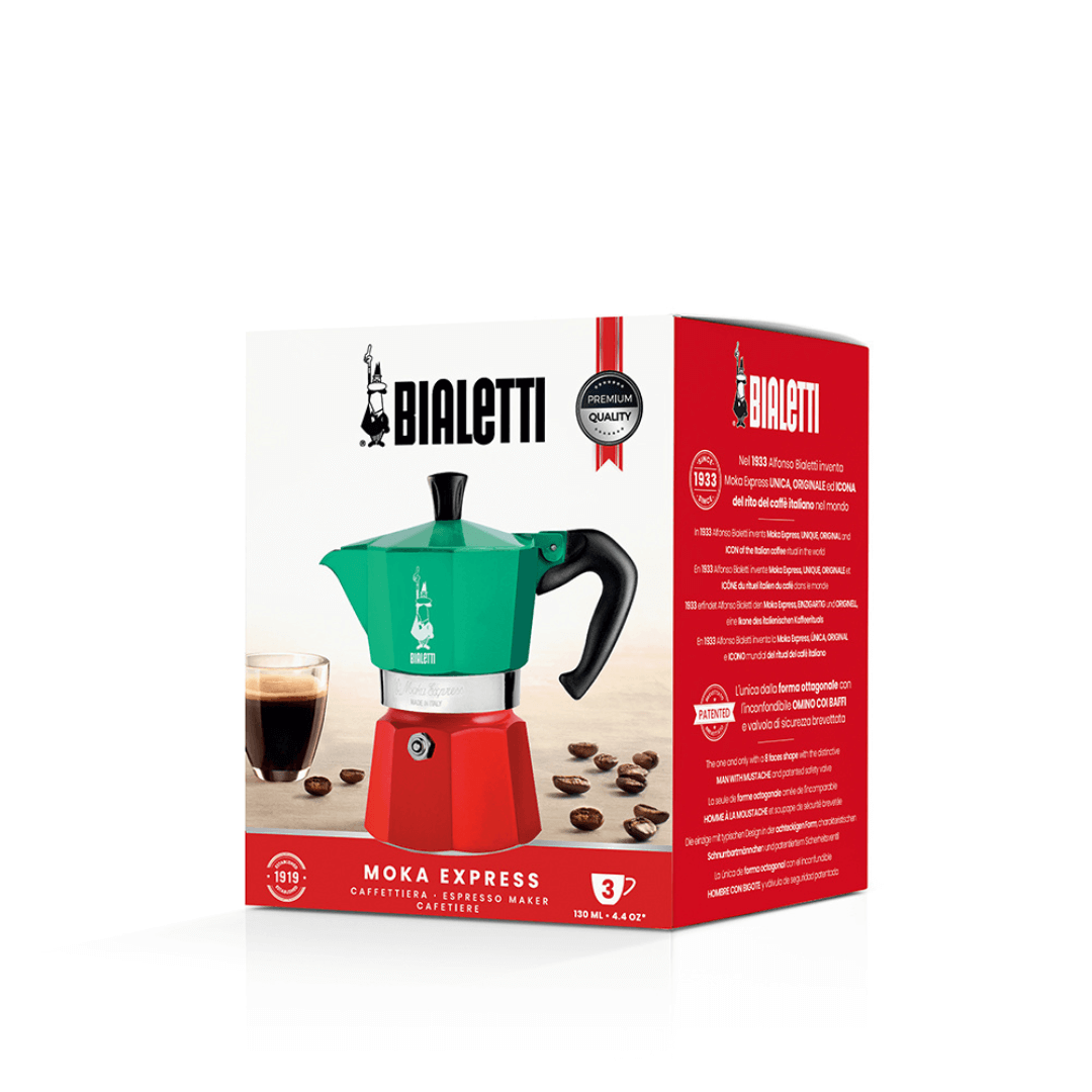 Bialetti Moka Express Tricolore Italia Stovetop Coffee Maker