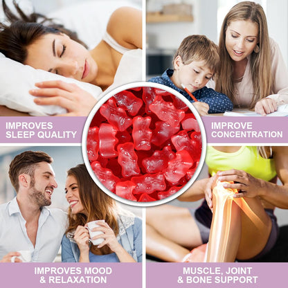Biduka 900mg Magnesium Complex 65 Raspberry Gummies, Sugar Free Magnesium Glycinate & L-Threonate Potassium Supplement with Vitamin D, B6, CoQ10 for Relaxation