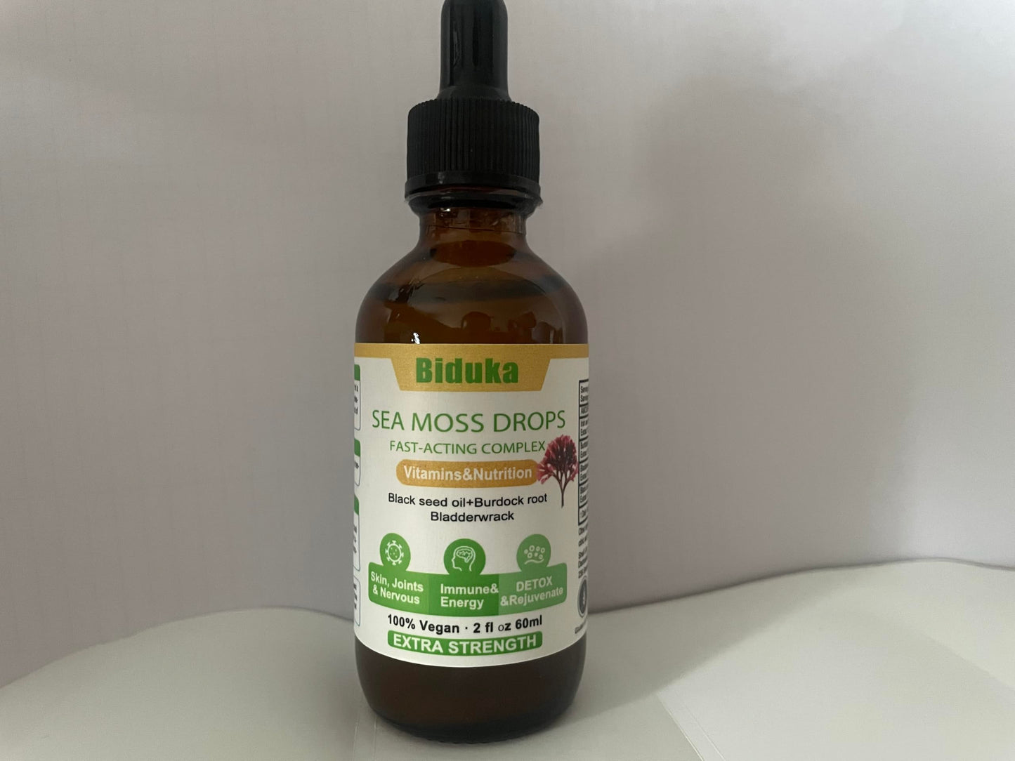 Biduka Irish Sea Moss Drops – Black Seed Oil, Burdock Root & Bladderwrack | Multimineral Seamoss