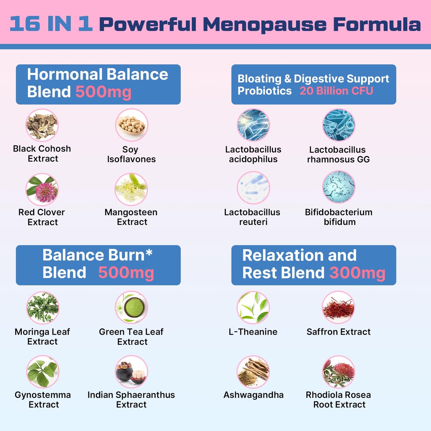 Biegeos Menopause Gummies 16-in-1 Probiotic – Sugar-Free, 60 Gummies, Vegan