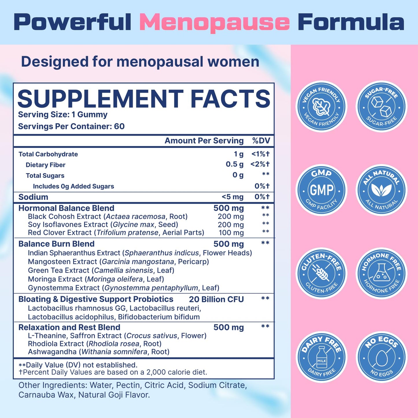 Biegeos Menopause Gummies 16-in-1 Probiotic – Sugar-Free, 60 Gummies, Vegan