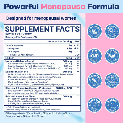 Biegeos Menopause Gummies 16-in-1 Probiotic – Sugar-Free, 60 Gummies, Vegan
