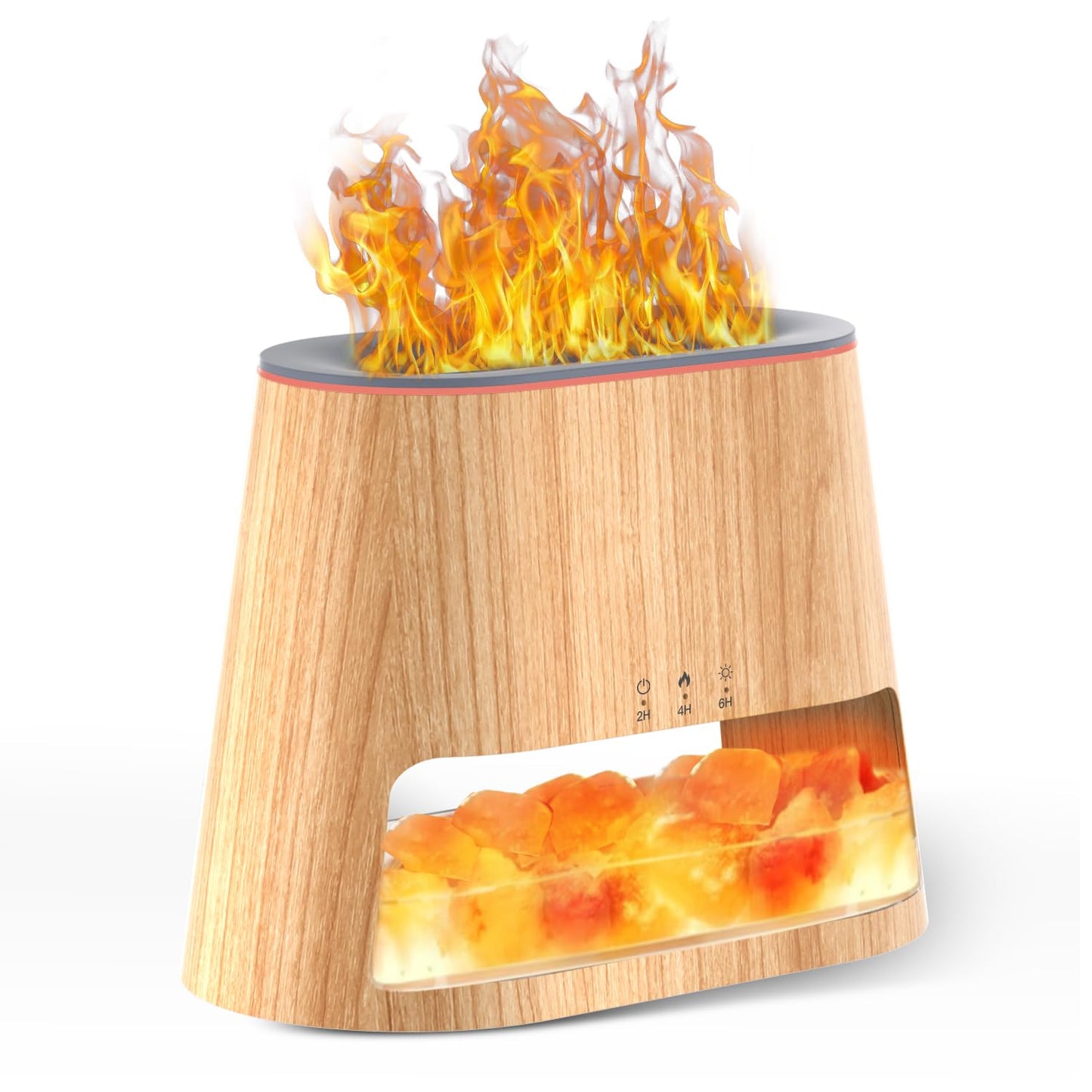 BieJiahWeiBie Luxury Himalayan Salt Lamp Humidifier & Aromatherapy Diffuser – 260ml, Remote, 8-Color Mood Lighting (Wood)