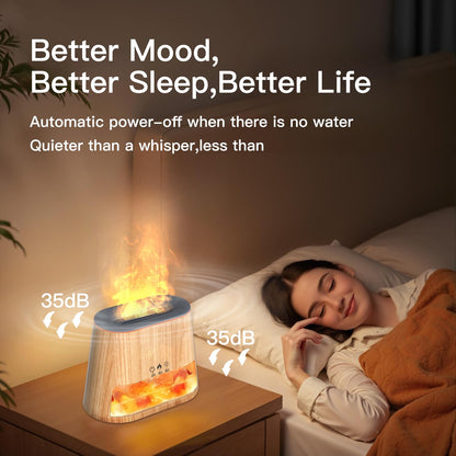 BieJiahWeiBie Luxury Himalayan Salt Lamp Humidifier & Aromatherapy Diffuser – 260ml, Remote, 8-Color Mood Lighting (Wood)