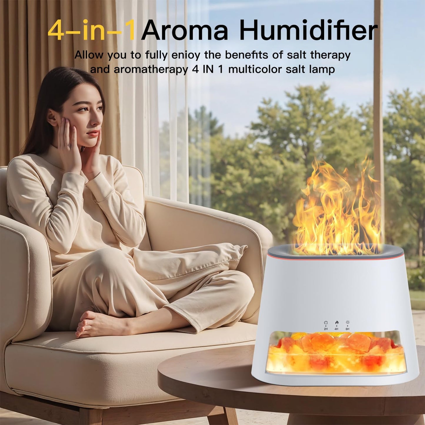 BieJiahWeiBie Himalayan Salt Lamp Diffuser - 2-in-1 Humidifier & Aromatherapy with 8 Color Mood Lighting