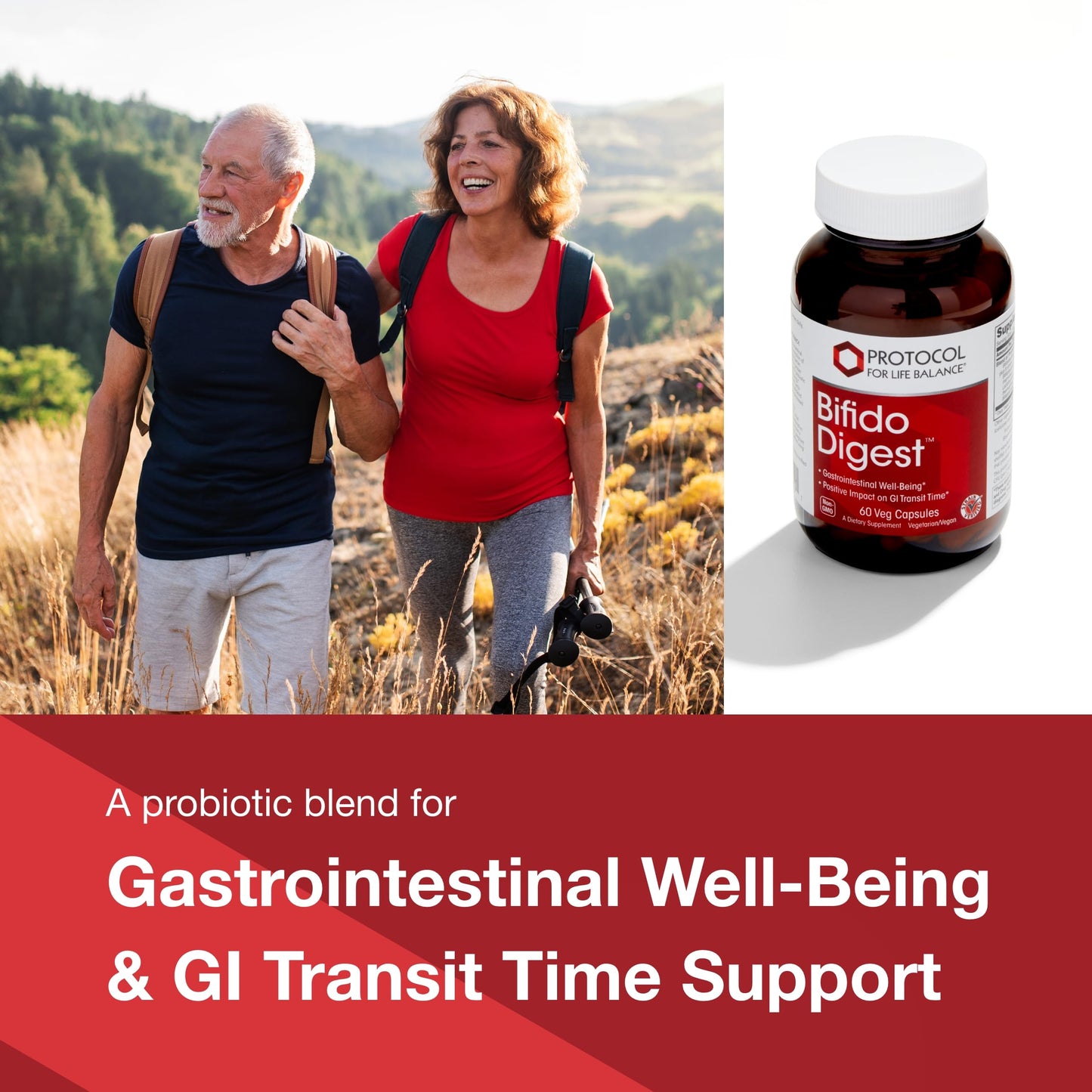 PROTOCOL FOR LIFE BALANCE Bifido Digest - 20 Billion CFU per Serving - GI Support - Dairy Free, Egg Free & Non-GMO - 60 Veg Capsules