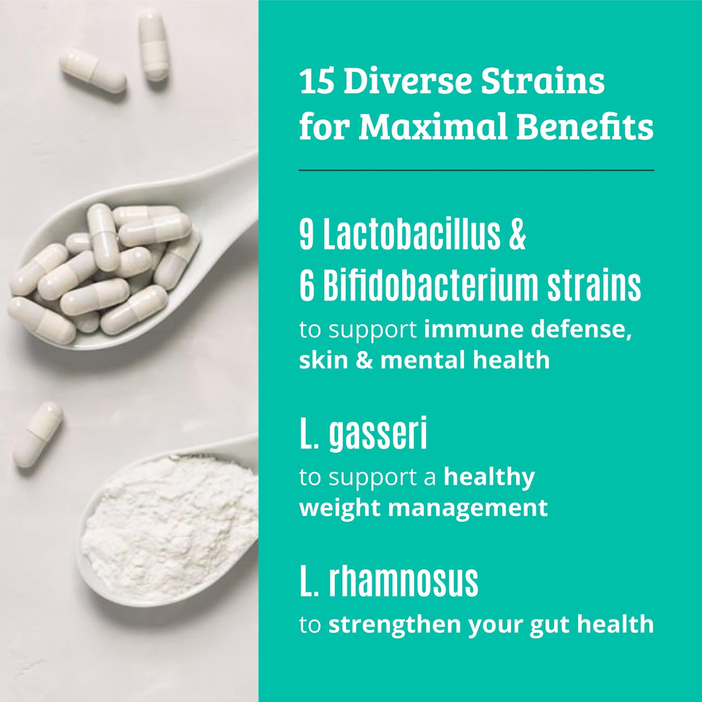 Prebiotics & Probiotics for Digestive Health | 15 Strains, 50B CFU