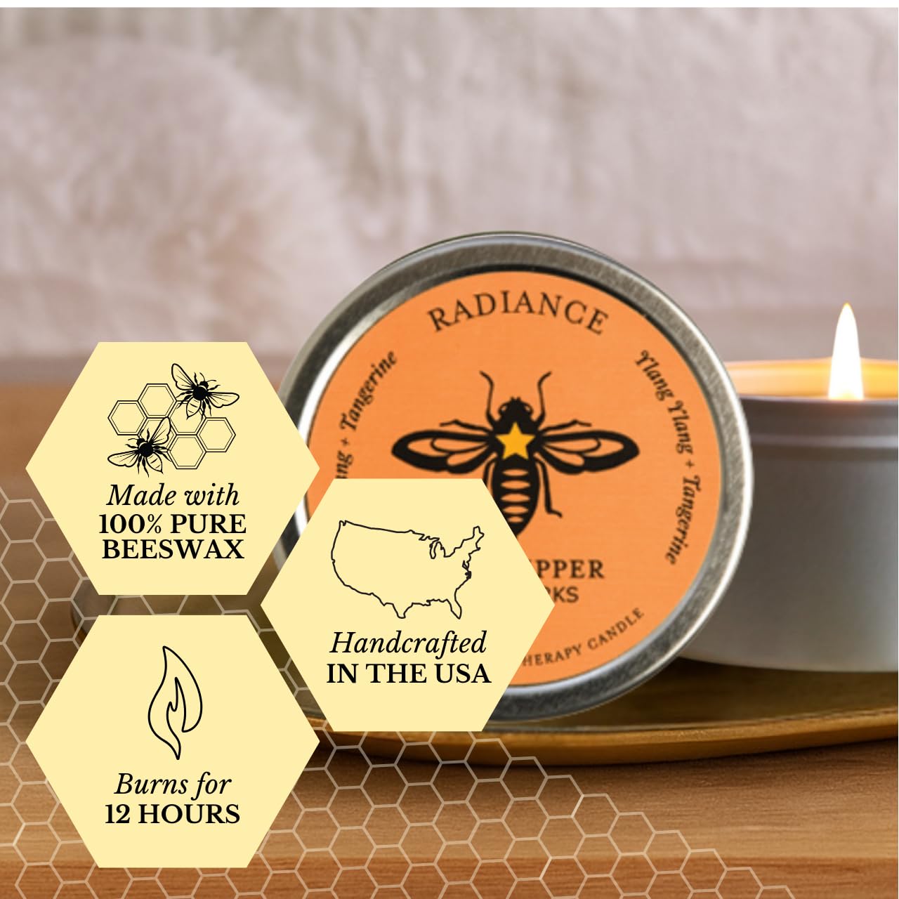 Big Dipper Wax Works Beeswax Aromatherapy Tin: Radiance with Tangerine & Ylang Ylang