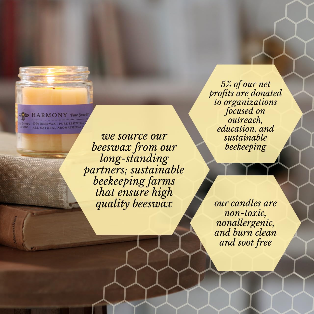 Big Dipper Wax Works Beeswax Aromatherapy Candle – Harmony Lavender, 3.2 oz, Hand-Poured