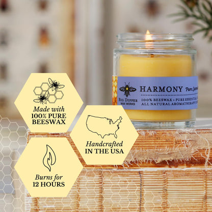 Big Dipper Wax Works Beeswax Aromatherapy Candle – Harmony Lavender, 3.2 oz, Hand-Poured