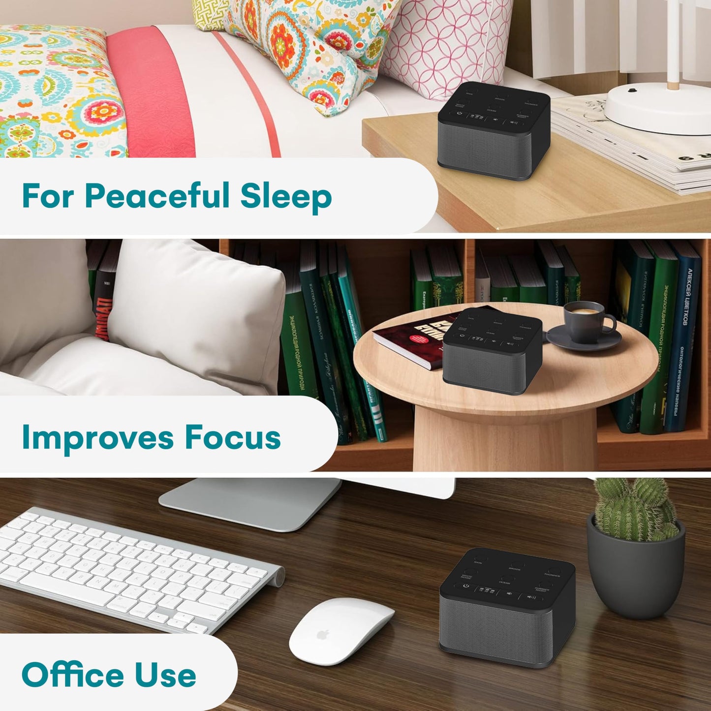 Big Red Rooster Sound Machine — 6 Sleep Sounds, Portable White Noise for Sleep, Office Privacy, Travel