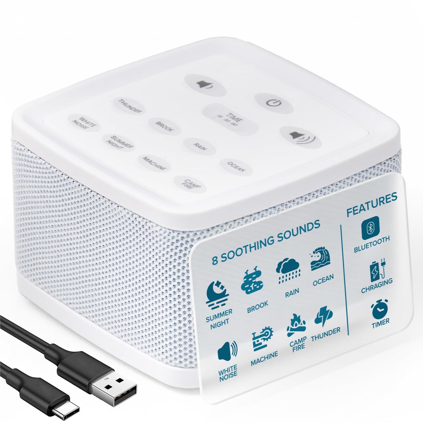 Big Red Rooster White Noise Machine – Sleep Sound Machine with Rain, Ocean & Timer