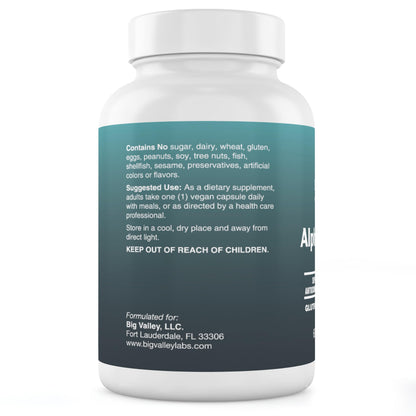 Big Valley Labs Alpha-Lipoic Acid 600 mg – High-Potency Antioxidant for Cellular Health & Energy Metabolism – Vegan, Non-GMO, Gluten-Free | 60 Capsules