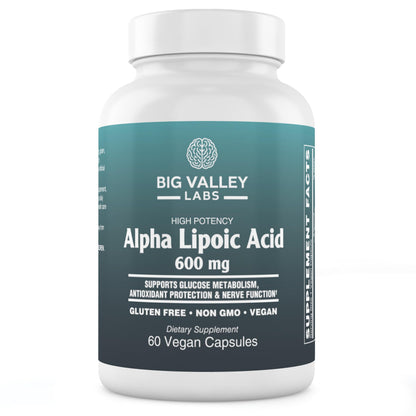 Big Valley Labs Alpha-Lipoic Acid 600 mg – High-Potency Antioxidant for Cellular Health & Energy Metabolism – Vegan, Non-GMO, Gluten-Free | 60 Capsules
