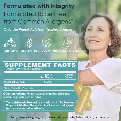 Big Valley Labs Alpha-Lipoic Acid 600 mg – High-Potency Antioxidant for Cellular Health & Energy Metabolism – Vegan, Non-GMO, Gluten-Free | 60 Capsules