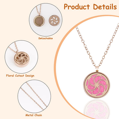 Biiange Aromatherapy Diffuser Necklace with Bauhinia Locket | Essential Oil Necklace for Women – 20" Chain + 8 Refill Pads