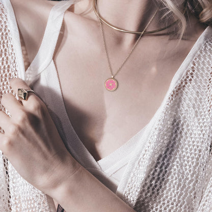 Biiange Aromatherapy Diffuser Necklace with Bauhinia Locket | Essential Oil Necklace for Women – 20" Chain + 8 Refill Pads