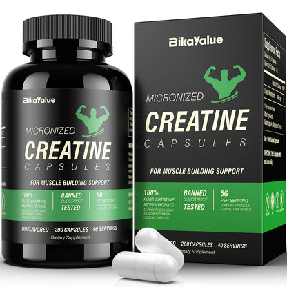BIKAYALUE Creatine Monohydrate 5000mg - 40 Servings (Gluten Free)