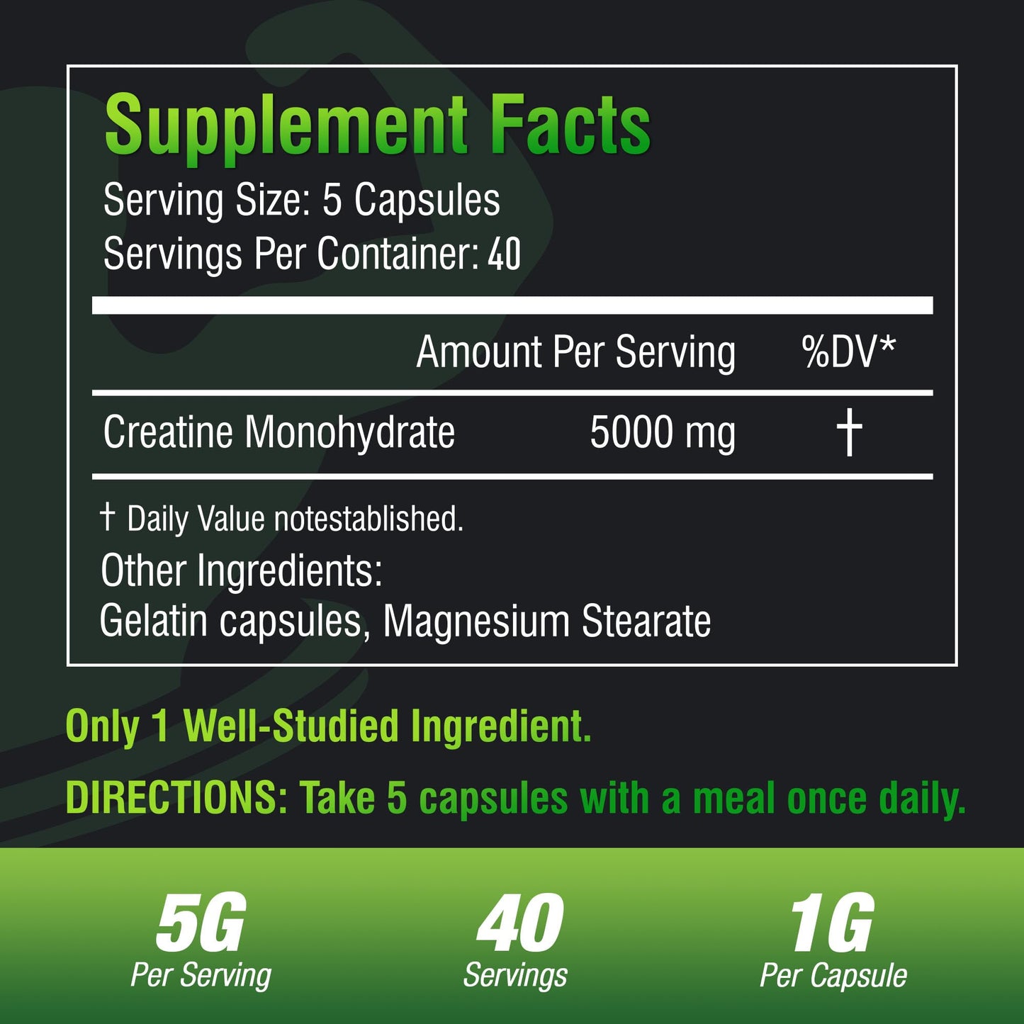 BIKAYALUE Creatine Monohydrate 5000mg - 40 Servings (Gluten Free)