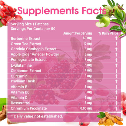 BIKAYALUE GLP-1 Patches – 90 Count, 14-in-1 Herbal Formula with Berberine, Green Tea & Cinnamon
