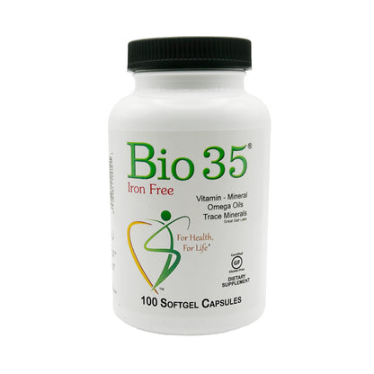 Bio-35 100ct Iron Gluten & Soy-Free | Omega 3-6-9, Minerals & B-Vitamins