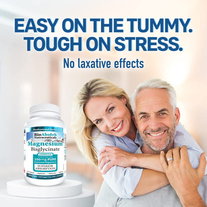 Bio Absorb Magnesium Glycinate/Bisglycinate – 200 mg Chelated Magnesium per Capsule | 260 Vegan Capsules