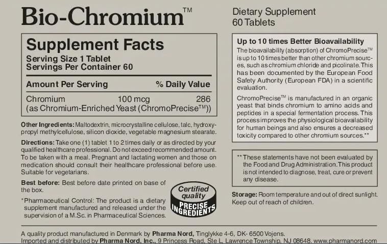 Bio-Chromium 100mcg | 10x Absorption | ChromoPrecise Chromium | Craving Control