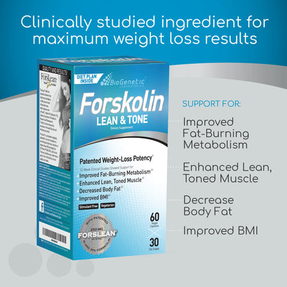 BioGenetic Laboratories Forskolin Lean & Tone – 60 Vegetarian Capsules | Fat Burner & Lean Muscle Support