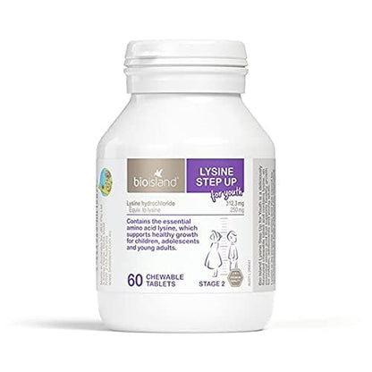 Bio Island Lysine Step Up for Youth – 60 Chewable Tablets (Blackcurrant)