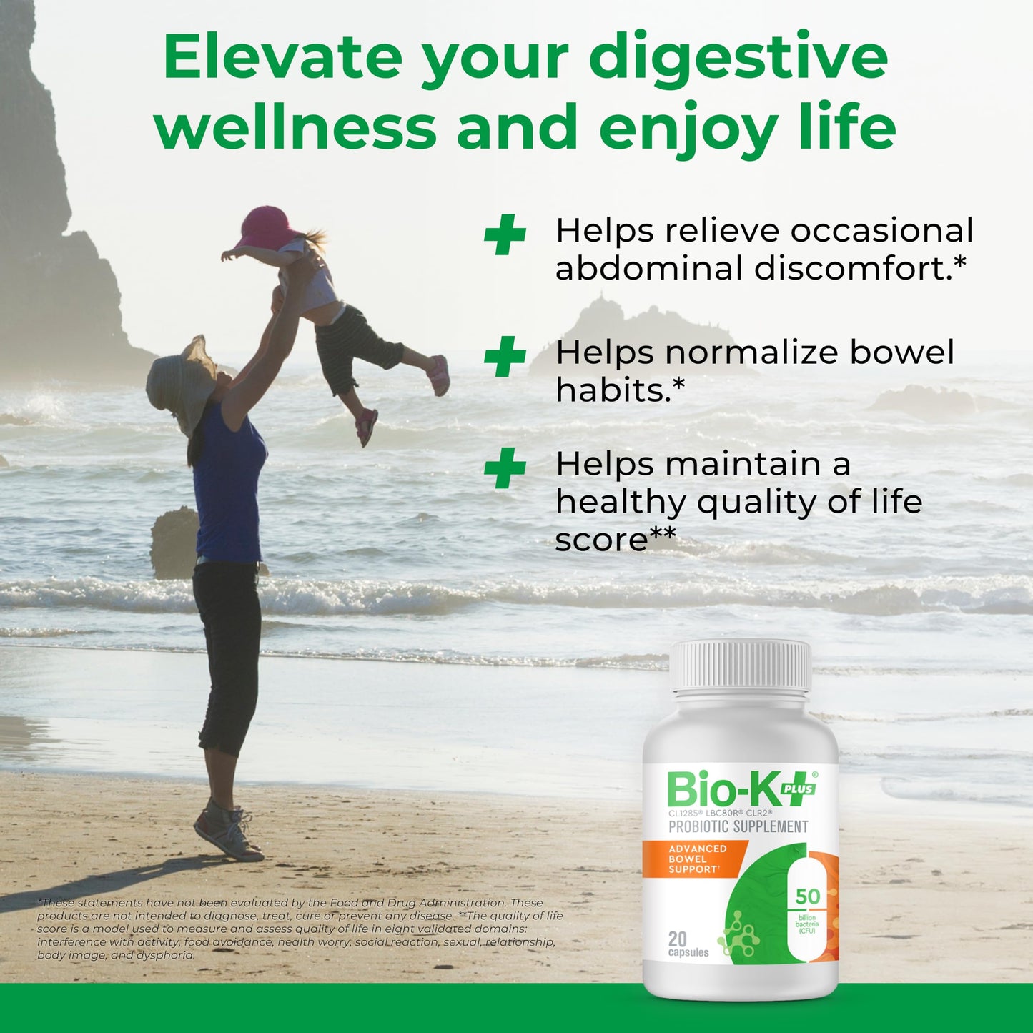 Bio-K+ Advanced Bowel Support Probiotic – 50B CFU | Vegan, Gluten-Free, Non-GMO