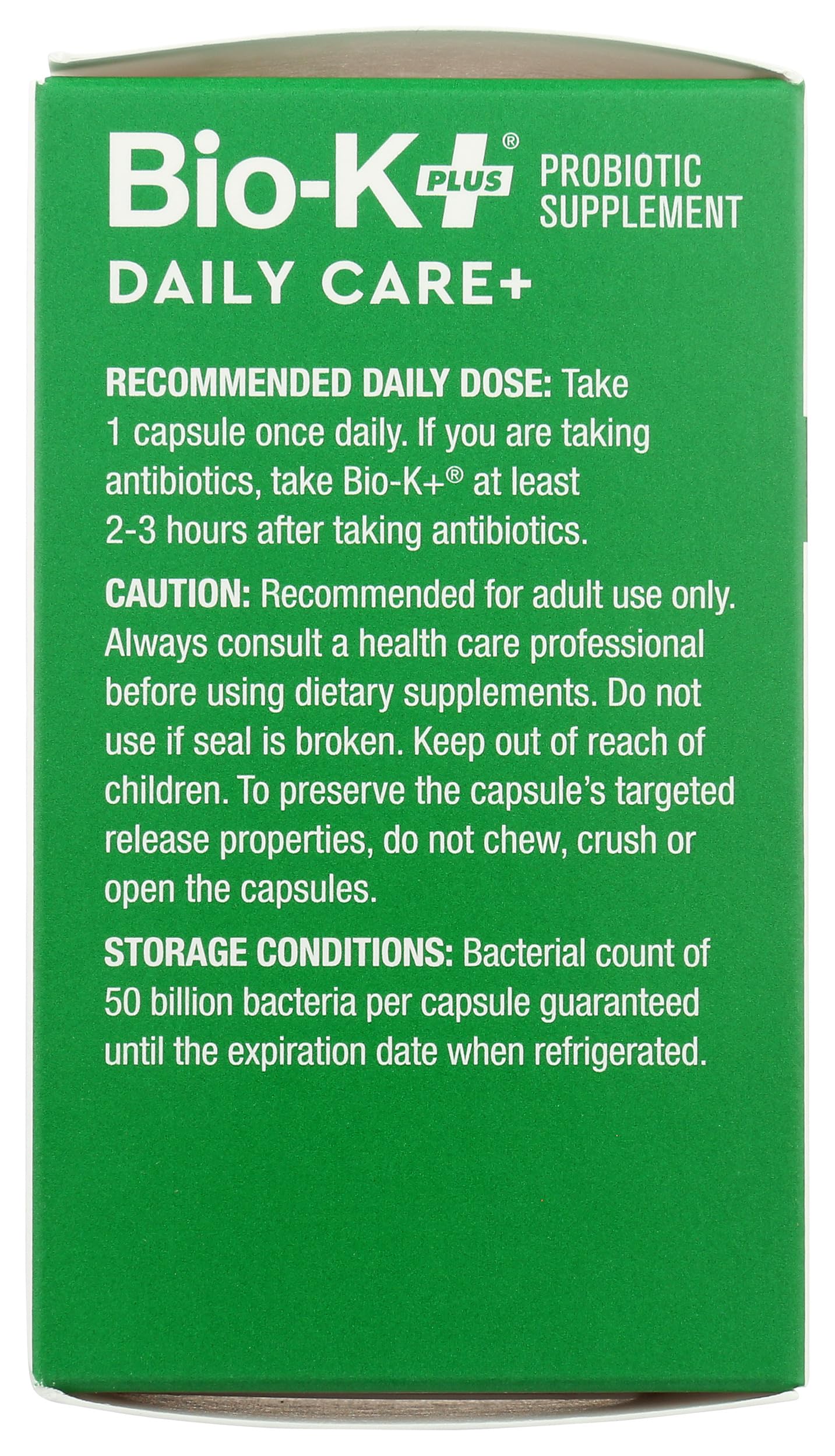 Bio-K Plus, Dailycare 50 Billion Probiotics, 30 Count