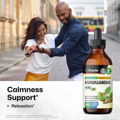BIO KRAUTER Ashwagandha Drops – Pure Vegan Liquid 685 mg, 56-Day Supply