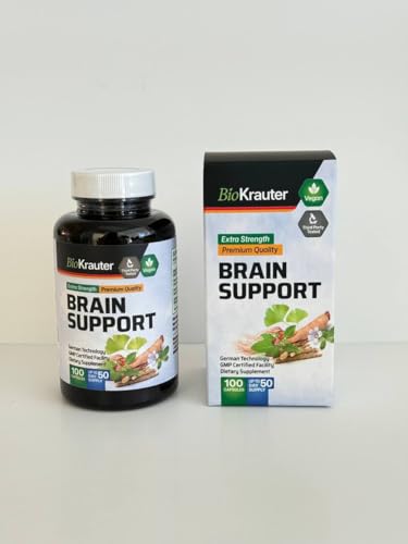 BIO KRAUTER Brain Support Supplement - 100 Count, 1300 mg - Vegan, No Fillers