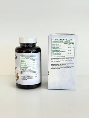 BIO KRAUTER Brain Support Supplement - 100 Count, 1300 mg - Vegan, No Fillers