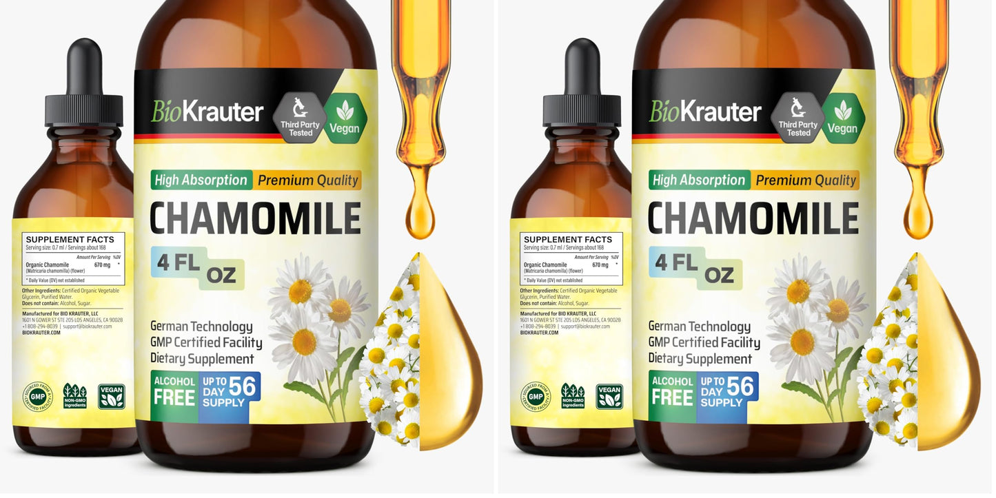 BIO KRAUTER Chamomile Tincture – Relaxation Support | Vegan, Alcohol-Free, Sugar-Free (Pack of 2)