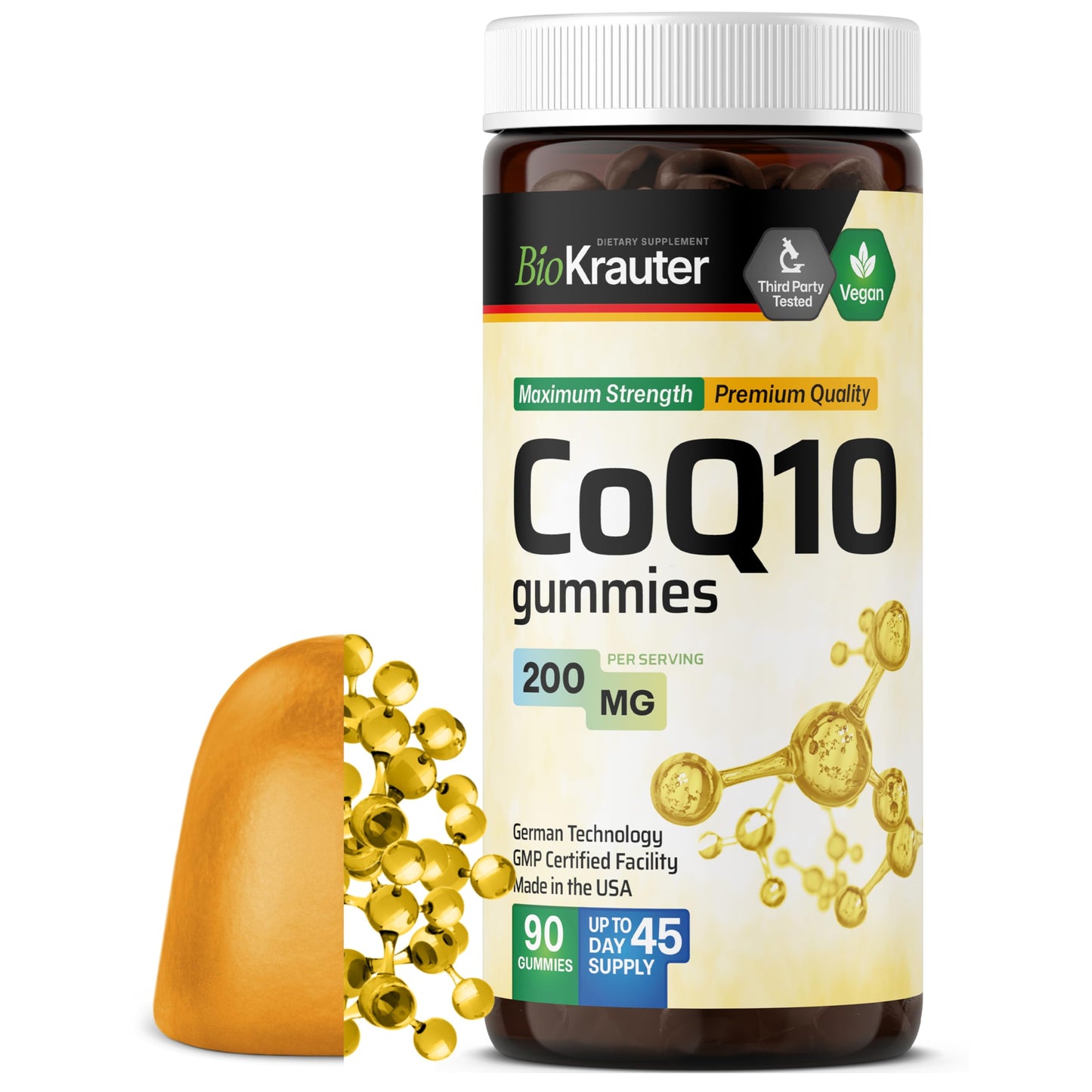 BIO KRAUTER CoQ10 200mg Gummies – 90 Vegan Chews | CoQ10 for Adults