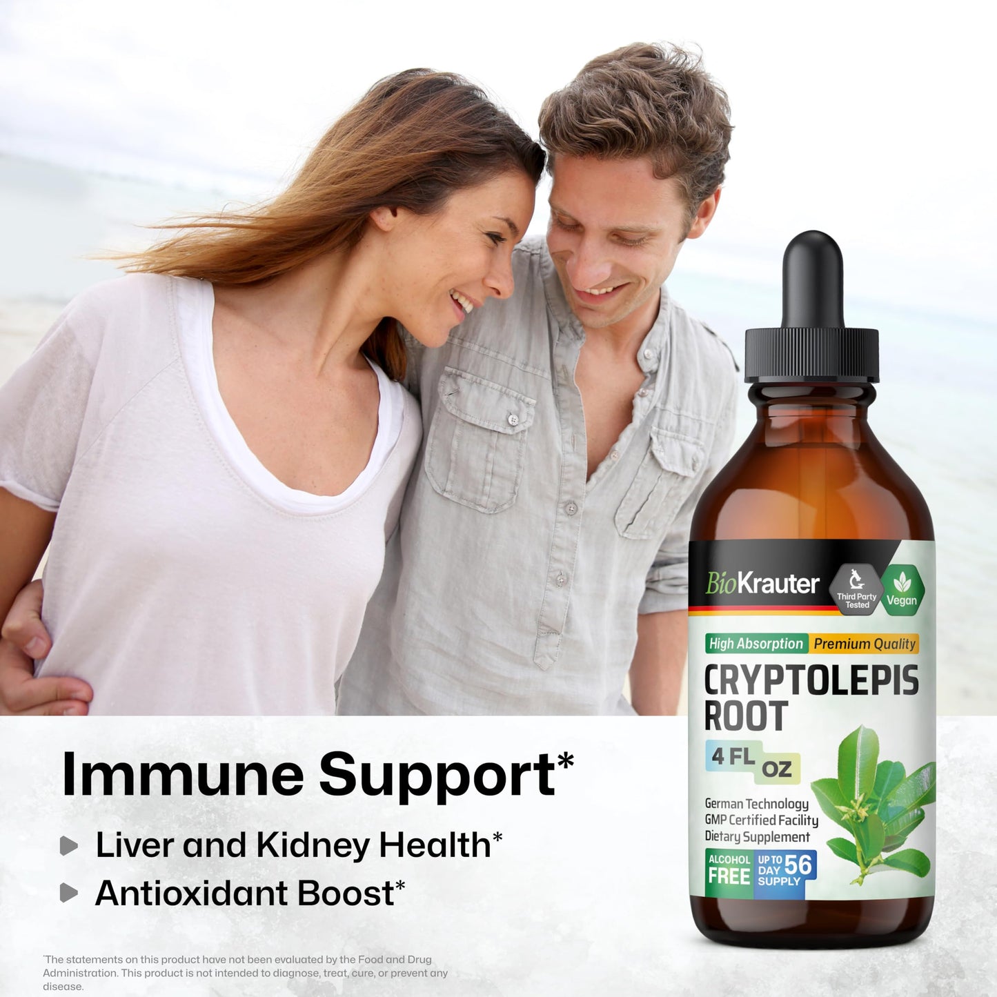 BIO KRAUTER Cryptolepis Sanguinolenta Extract — Vegan Immune Support Tincture, 4 Fl Oz (Pack of 2)