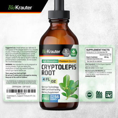 BIO KRAUTER Cryptolepis Sanguinolenta Extract - Vegan Immune Support Tincture, Alcohol & Sugar Free, 4 Fl Oz